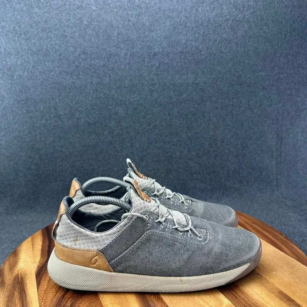 OluKai Nanea Li Shoes Mens Size 8.5 Gray Textile Low Top Casual Sneakers